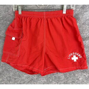 Water Safety Products Lifeguard Swim Trunks Shorts Mens Medium Red Nylon USA